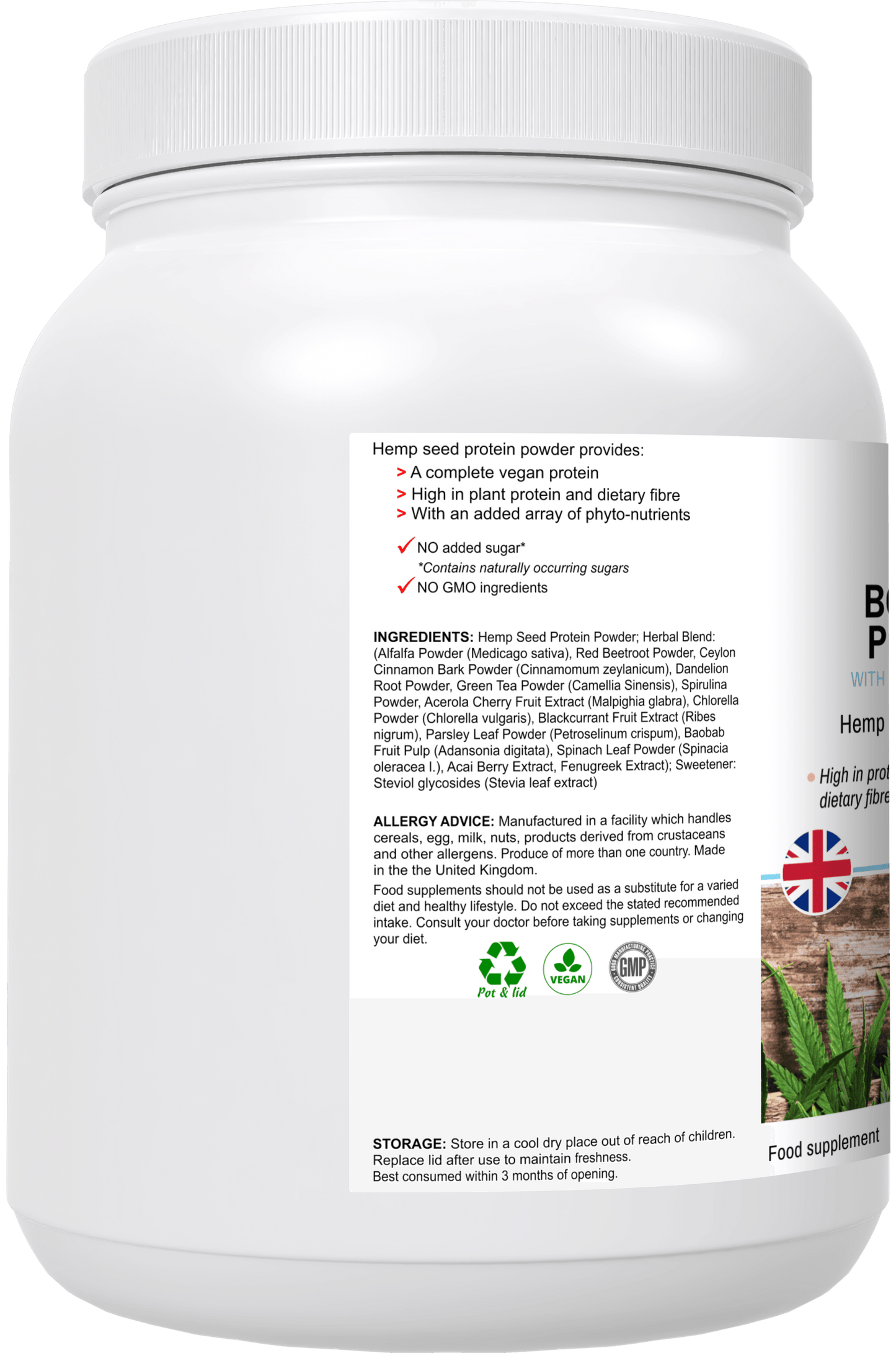 BOOST’D Hemp Protein Powder (500g) - BOOSTD Nutrition -
