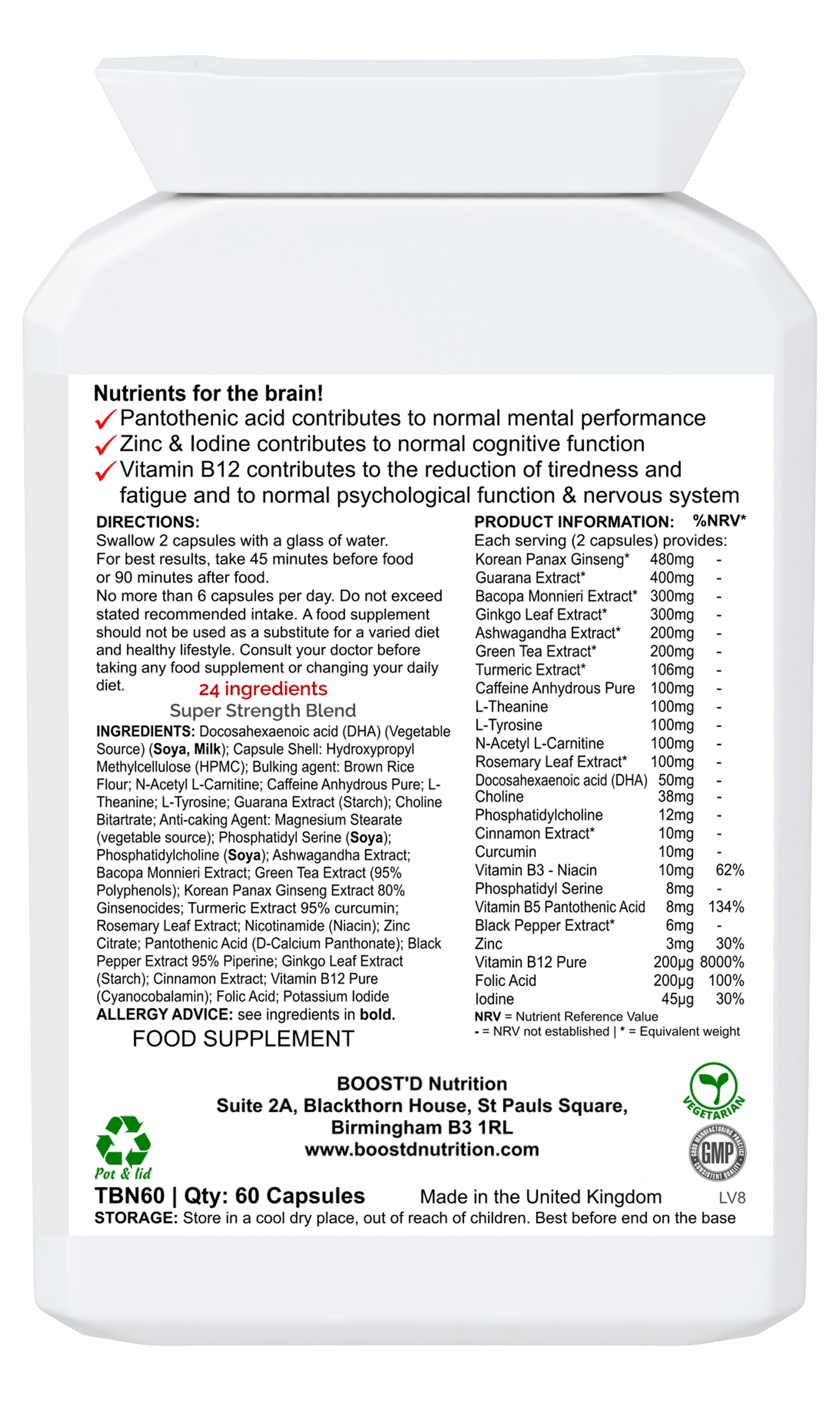 BOOST'D Cognitive Capsules (60) - BOOSTD Nutrition -