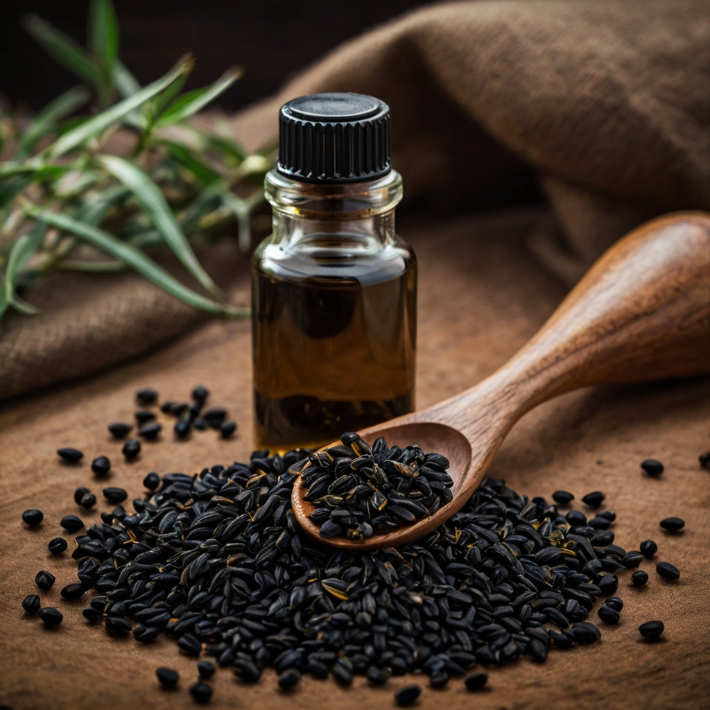 bottle of black seed oil 
