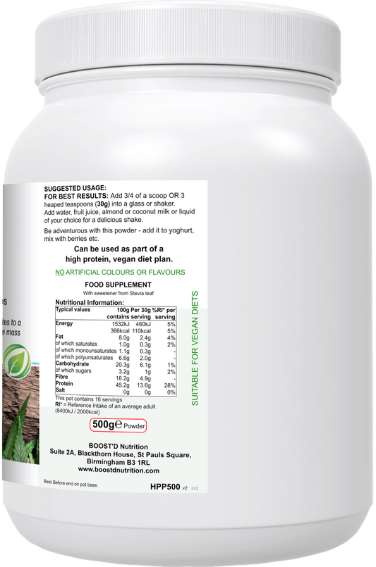 BOOST’D Hemp Protein Powder (500g) - BOOSTD Nutrition -